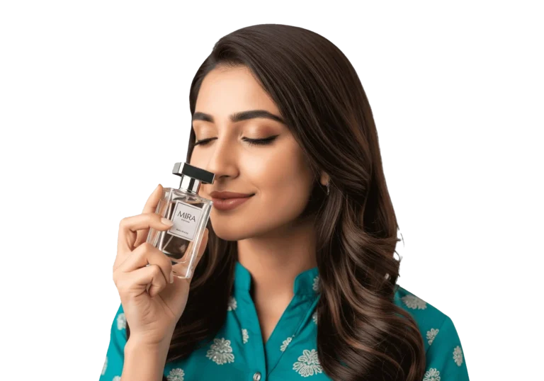 How to Make Your Perfume Last Longer: Tips for a Long Lasting Scent Pakistani woman smelling perfume